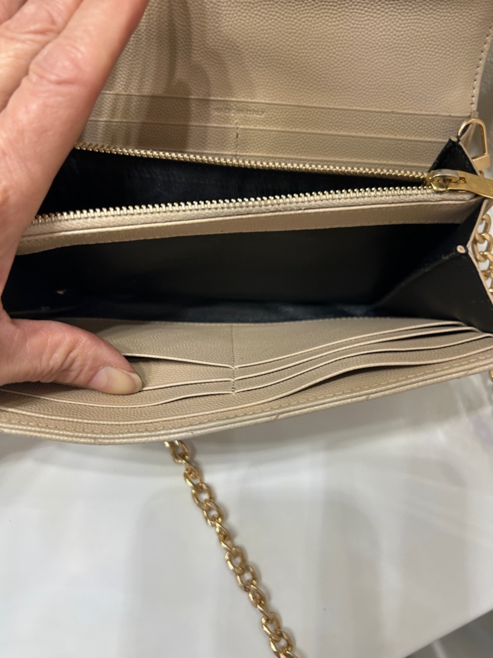 YSL Cassandre Beige Quilted Leather Wallet-on-Chain with Gold YSL Hardware - Picture 5 of 10
